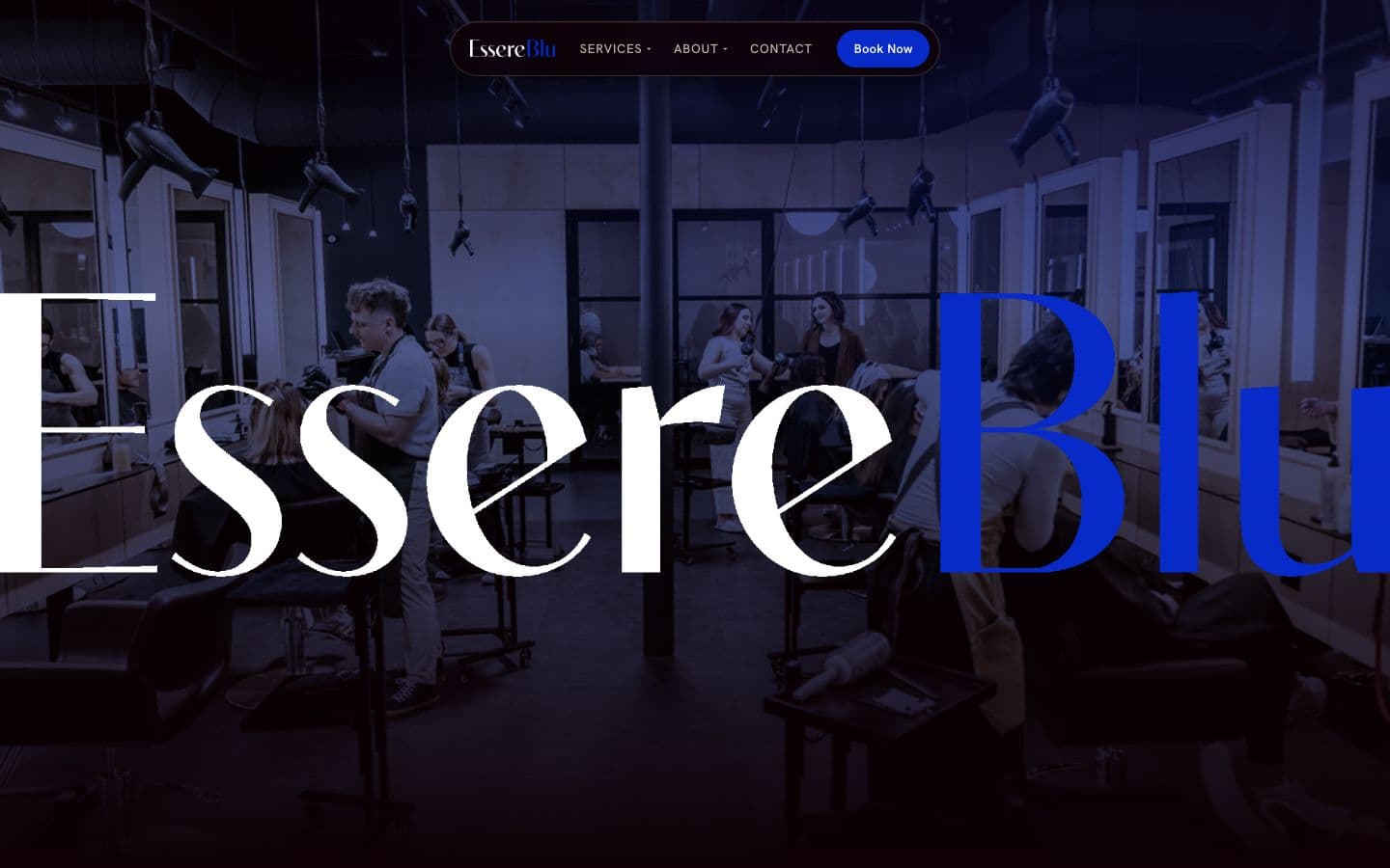 EssereBlu Salon website, desktop view